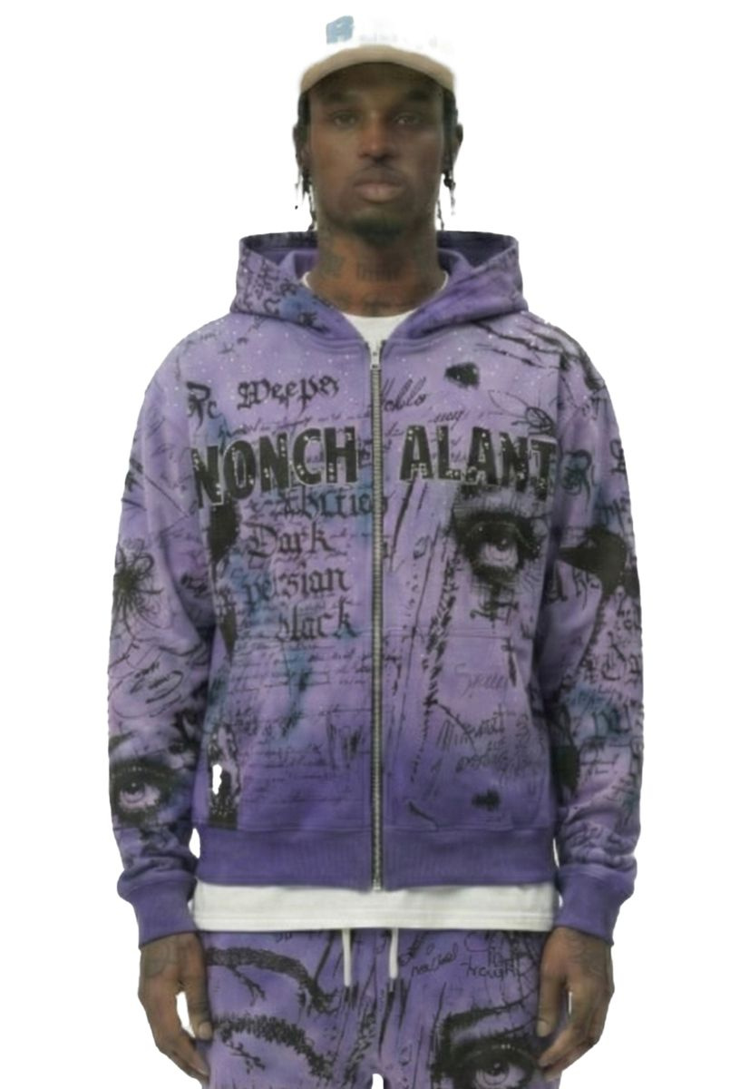 TOOLEY French Terry Long Sleeve Crop Top Full Zip Hoodie