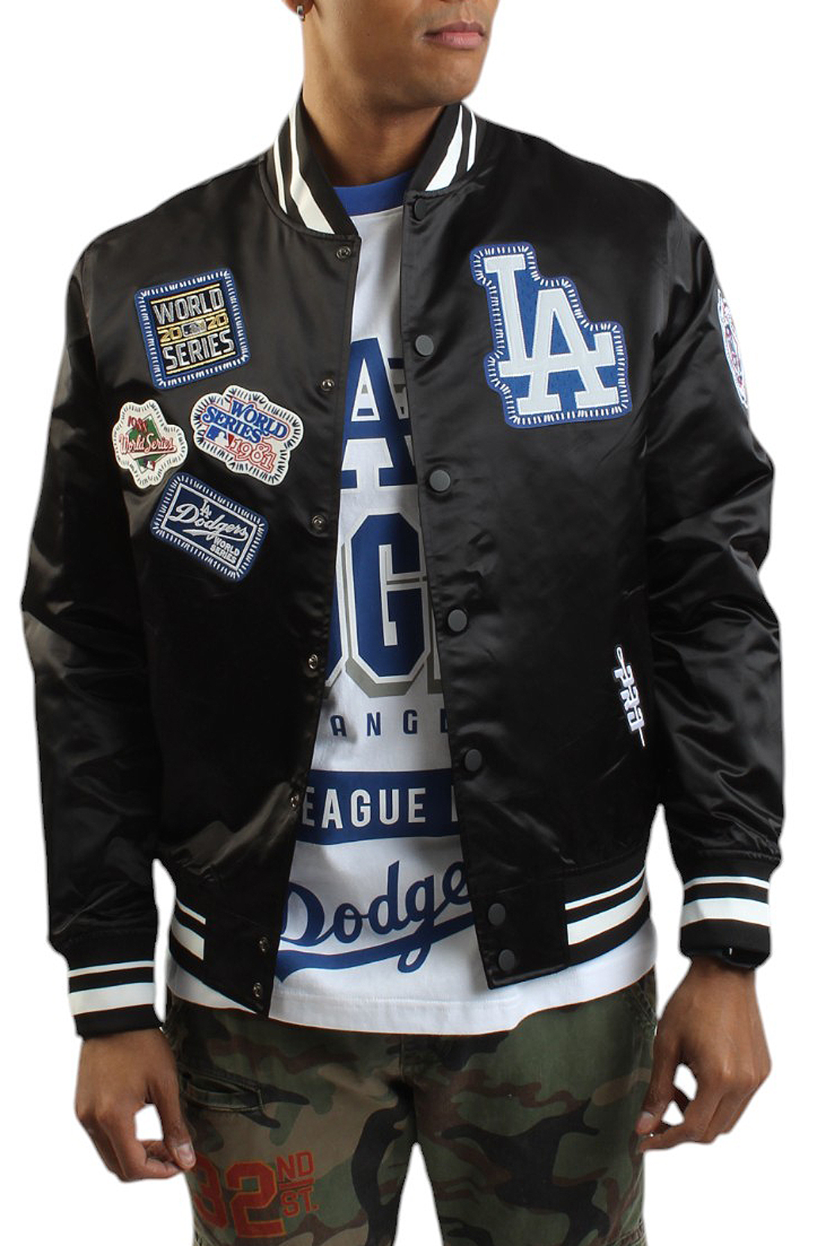 MLB Los Angeles Dodgers Pick Stitch Satin Jacket