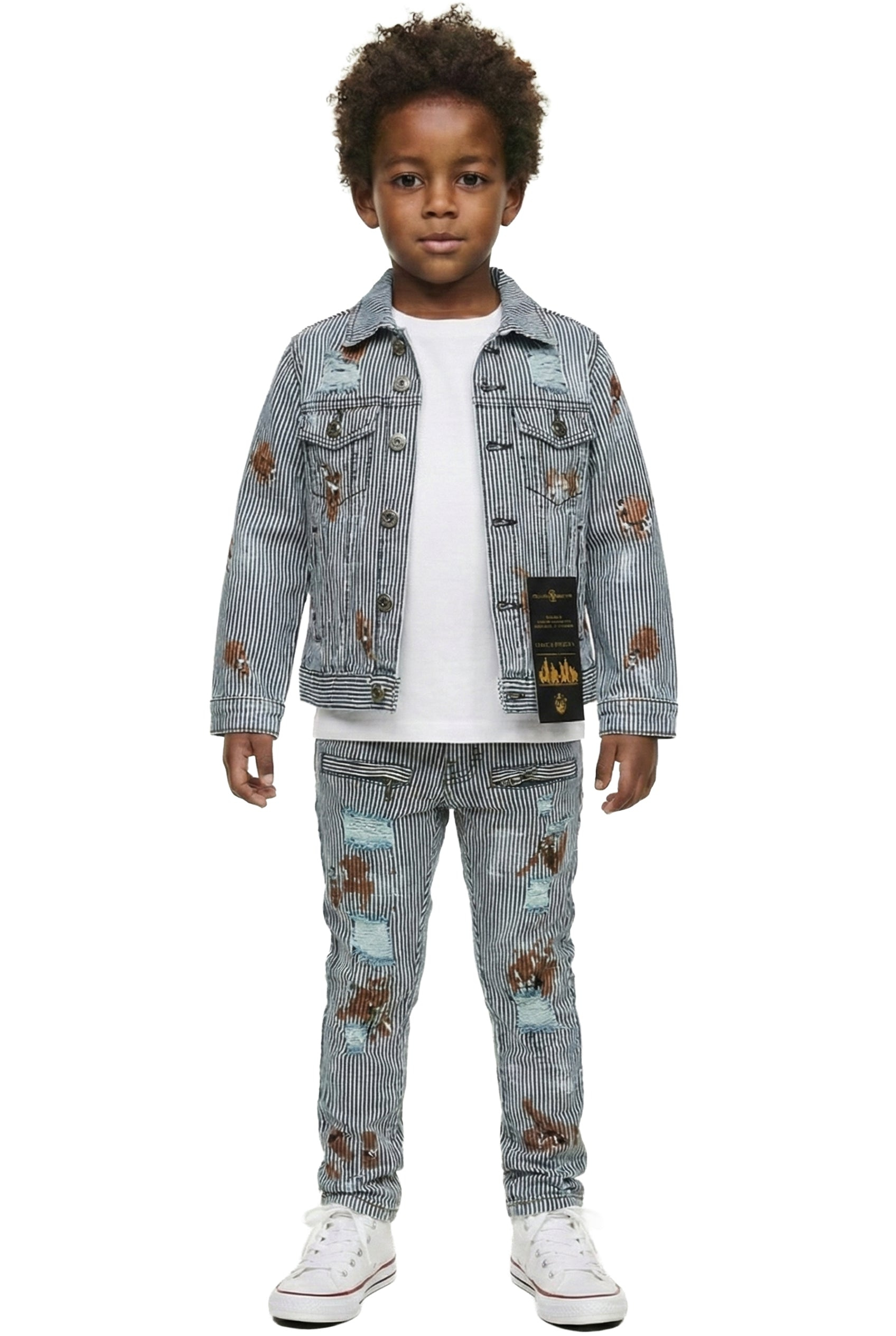 Tywin Kid's Washed Stretching Denim Jacket & Pants Set
