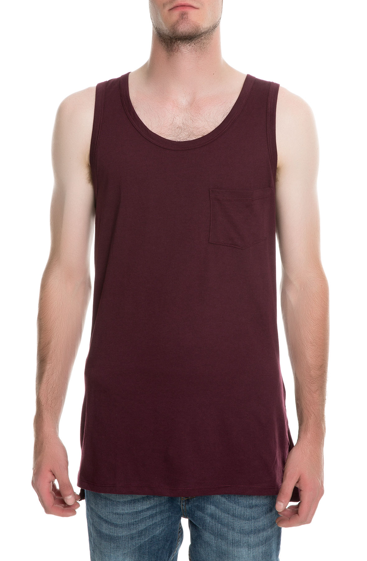 The Maclin Pocket Tank top in Dark Maroon