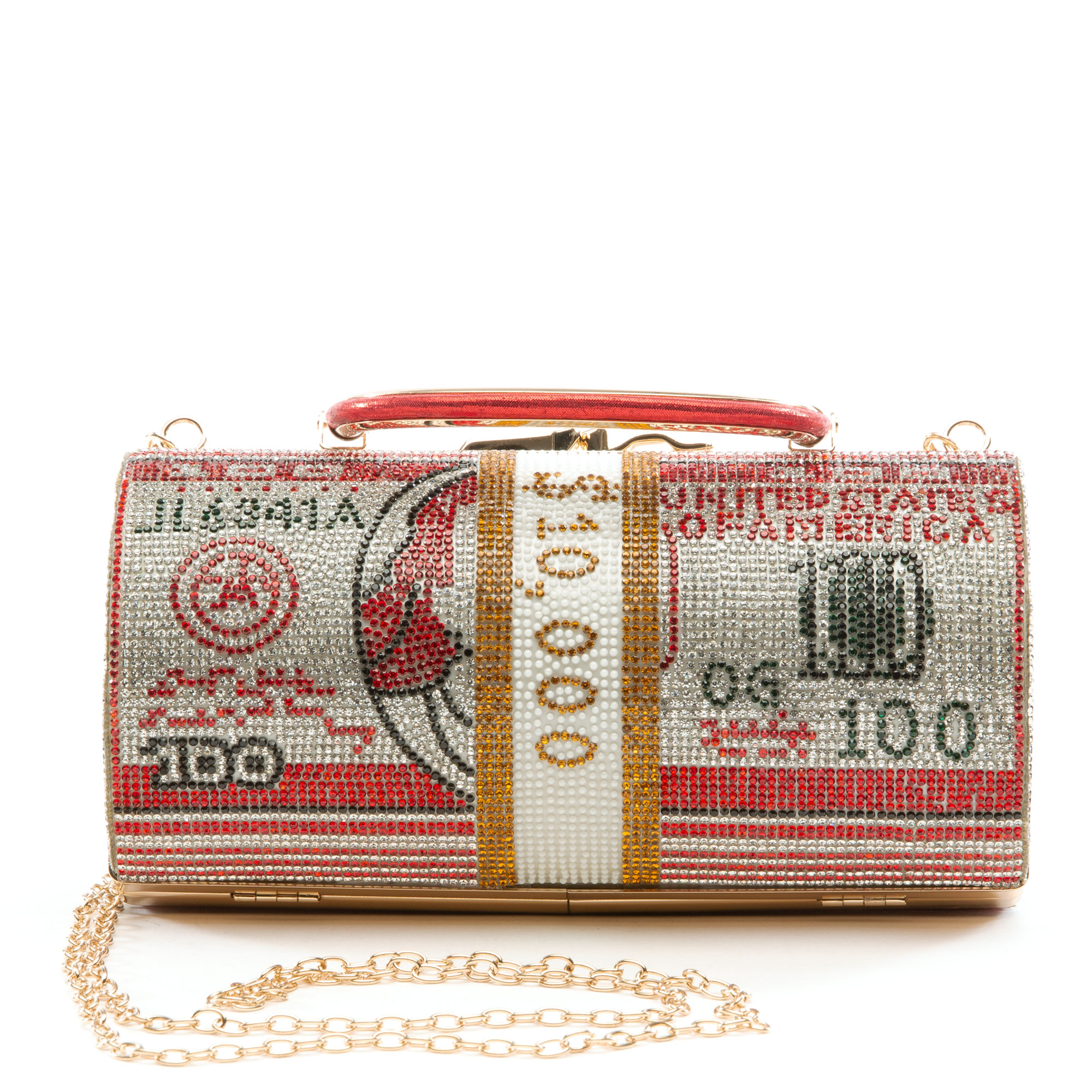 Money Rhinestone Clutch