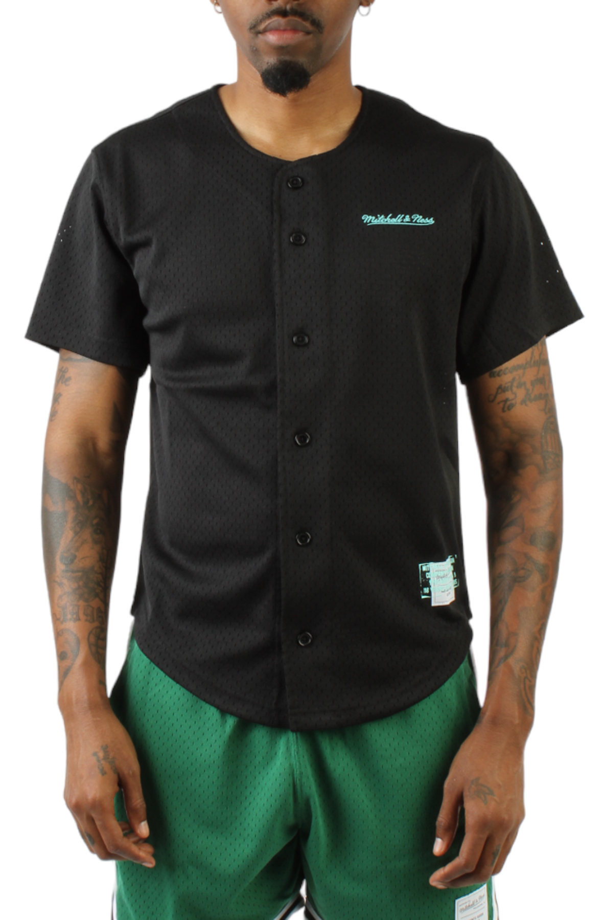 Stamped Button Front Mesh Baseball Jersey