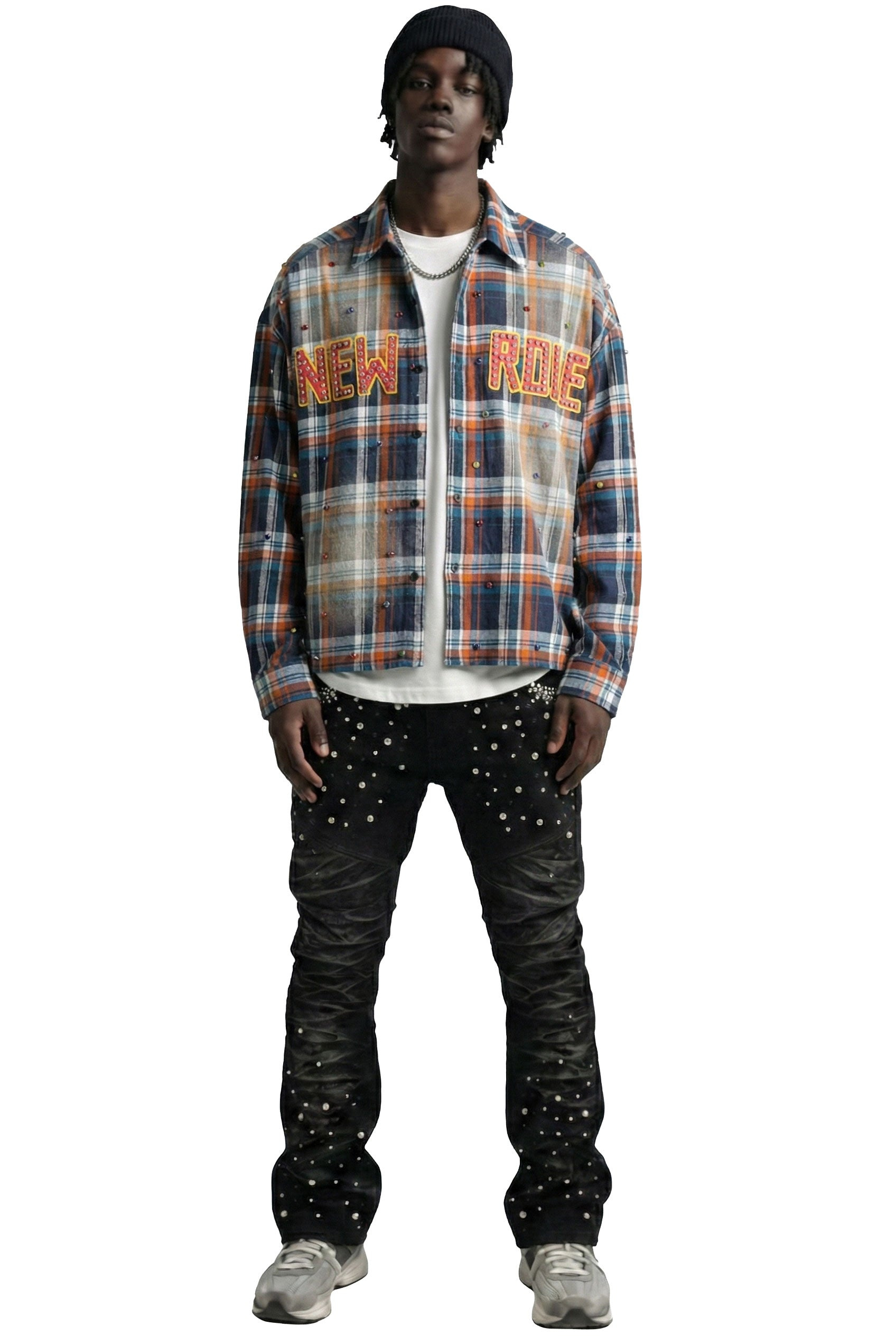 SUIFU Long Sleeve Washed Flannel Crop Top Button Down Shirt