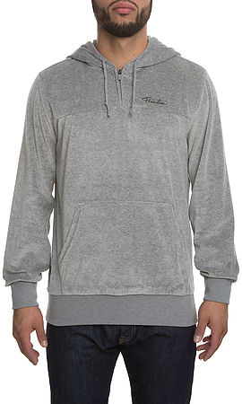 The Velour Quarter Zip Hoodie In Grey