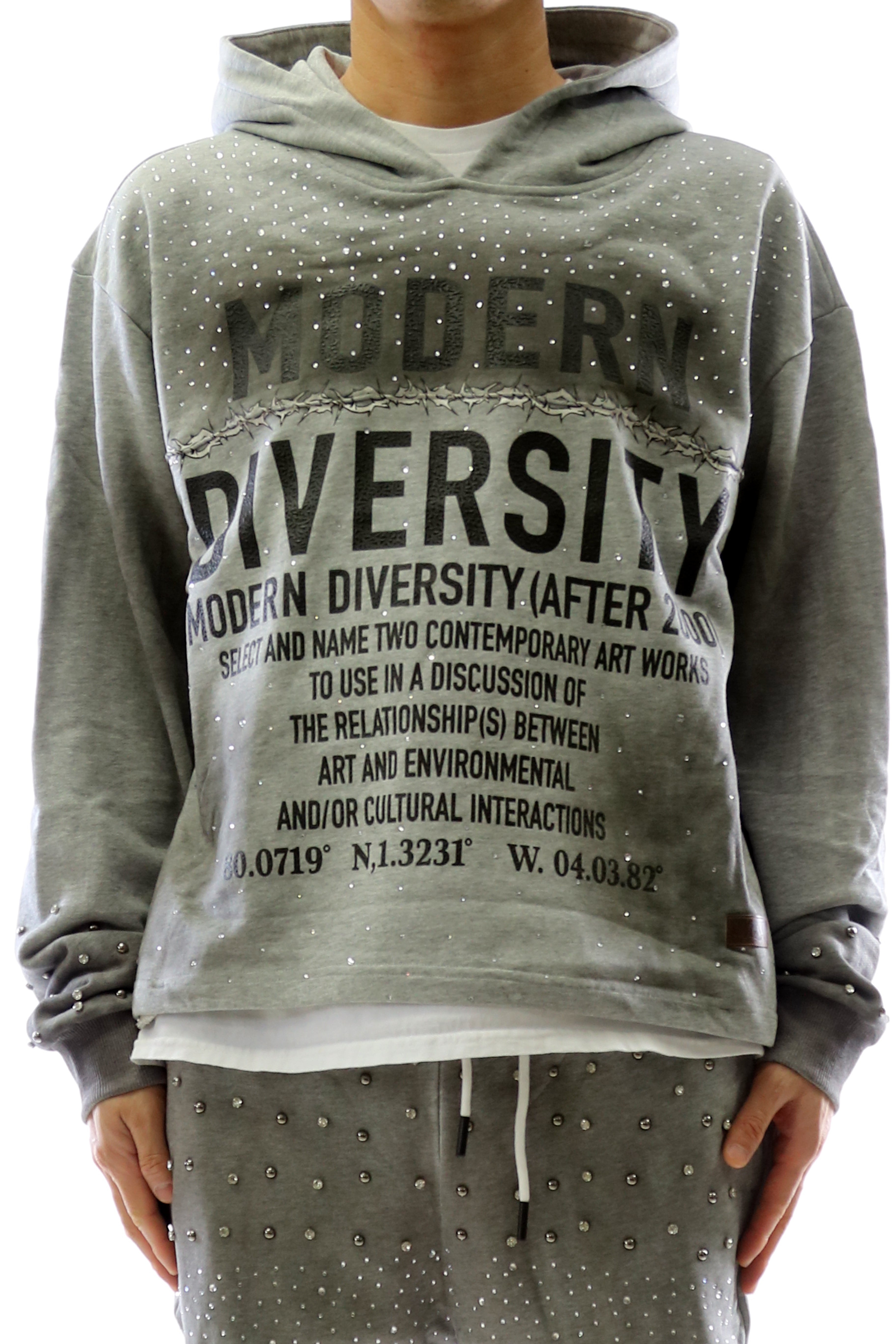 OBSIDIAN French Terry Long Sleeve Crop Top Pullover Hoodie