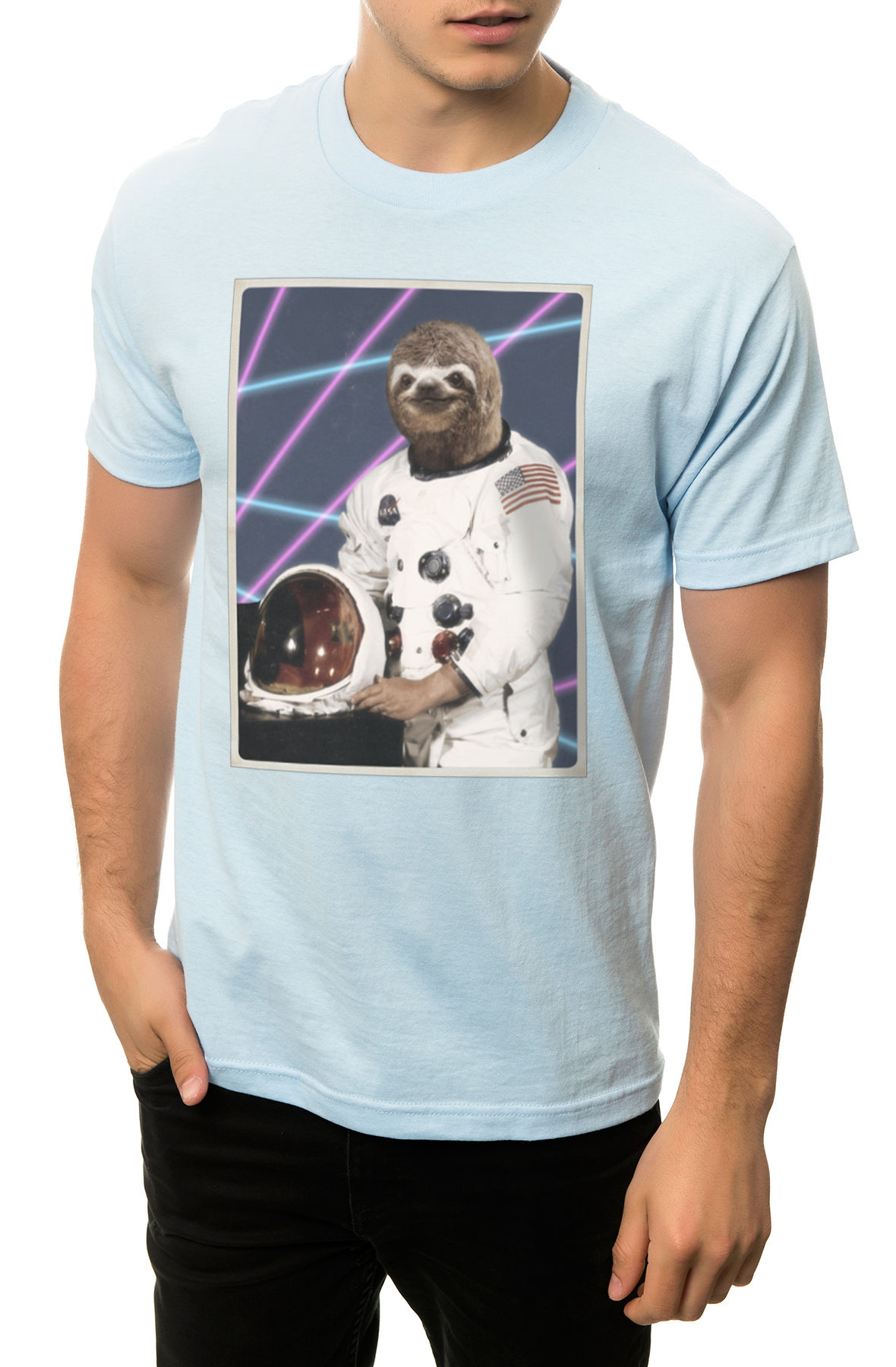 The Astro Sloth Tee in Powder Blue