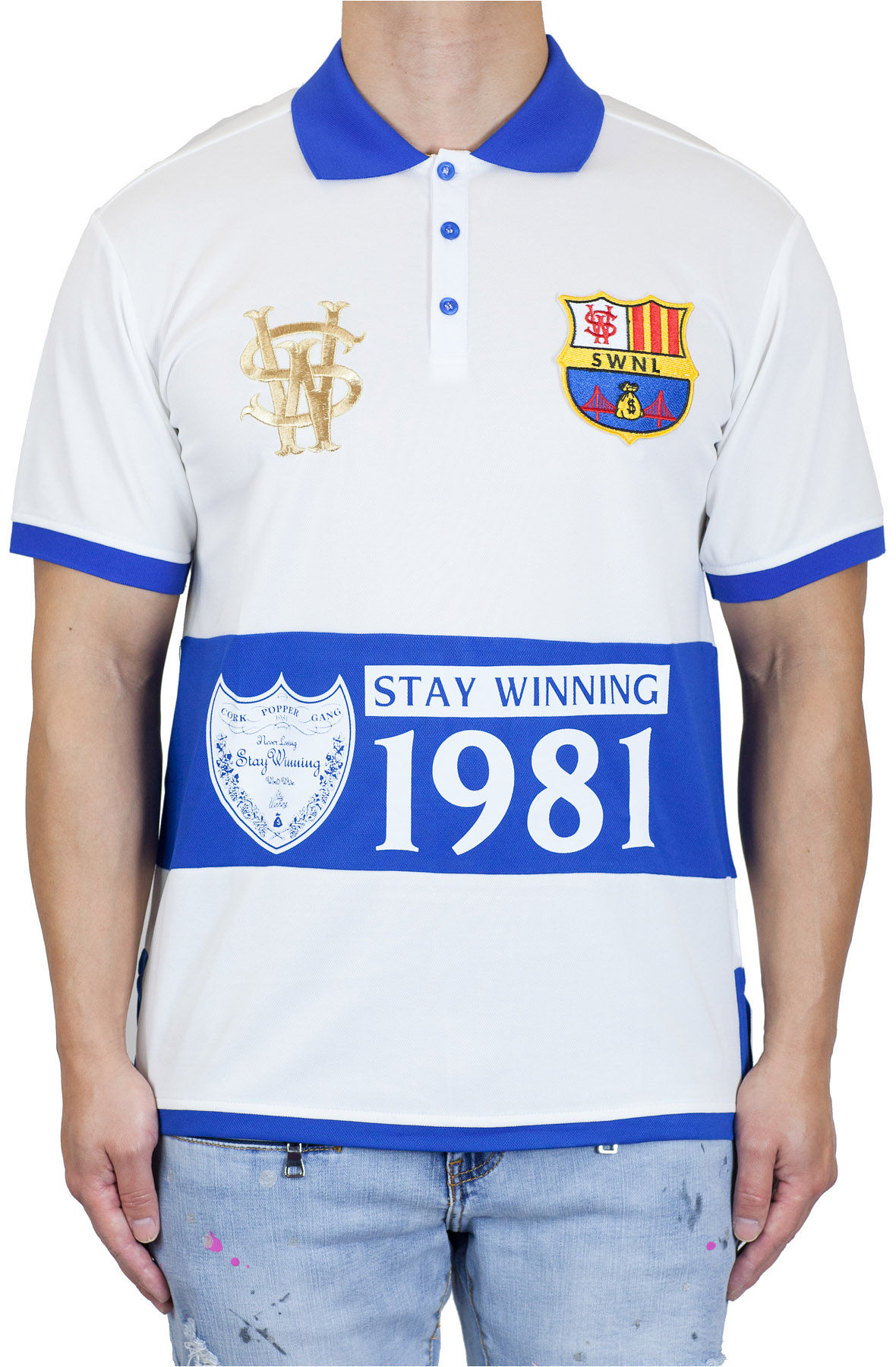 Stay Winning Cream/Royal Soccer Polo Tee