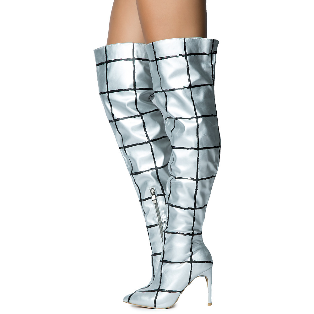 Mini-81 High Heel Boot Silver