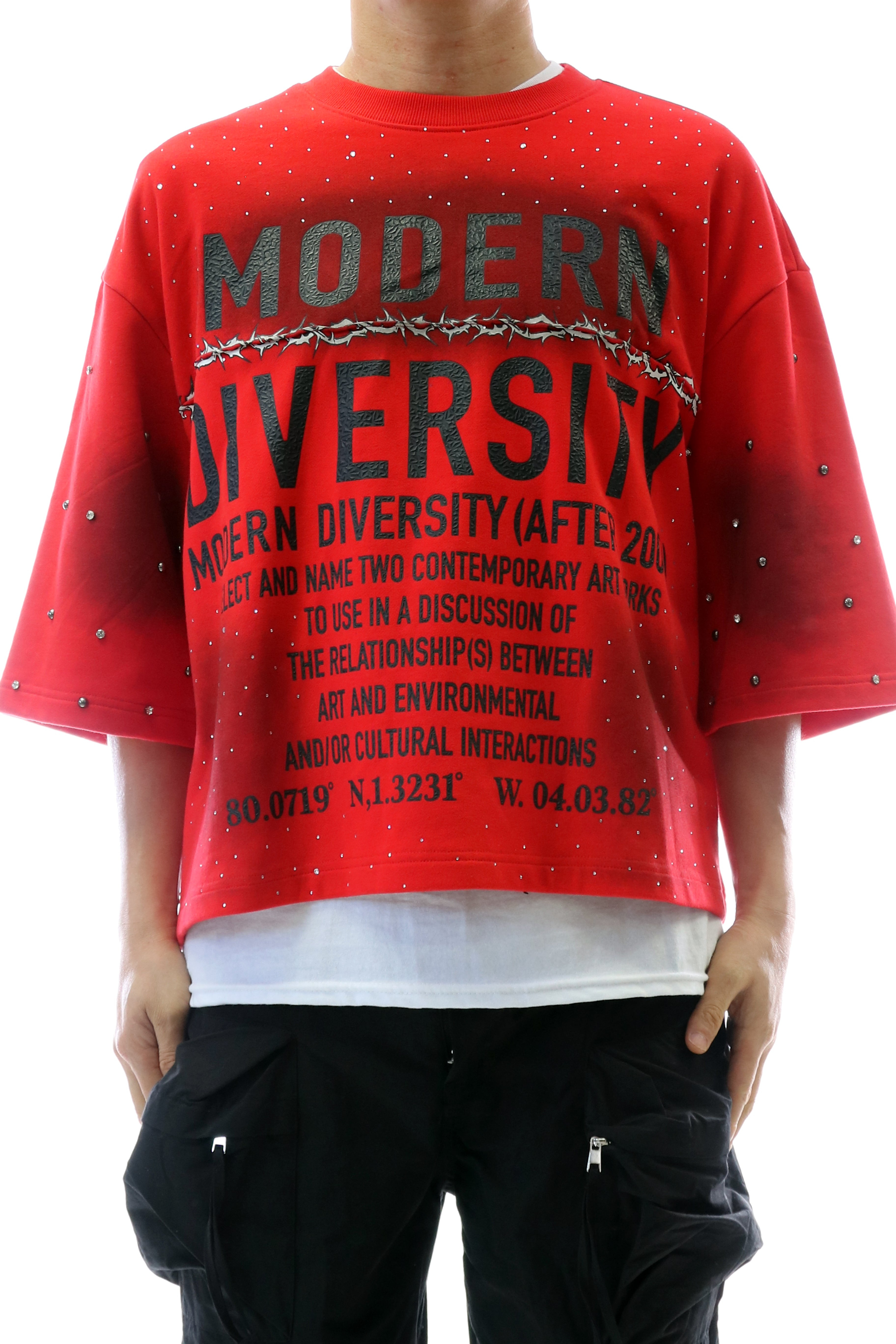 SYNTH French Terry 3/4 Sleeve Crop Top Tee