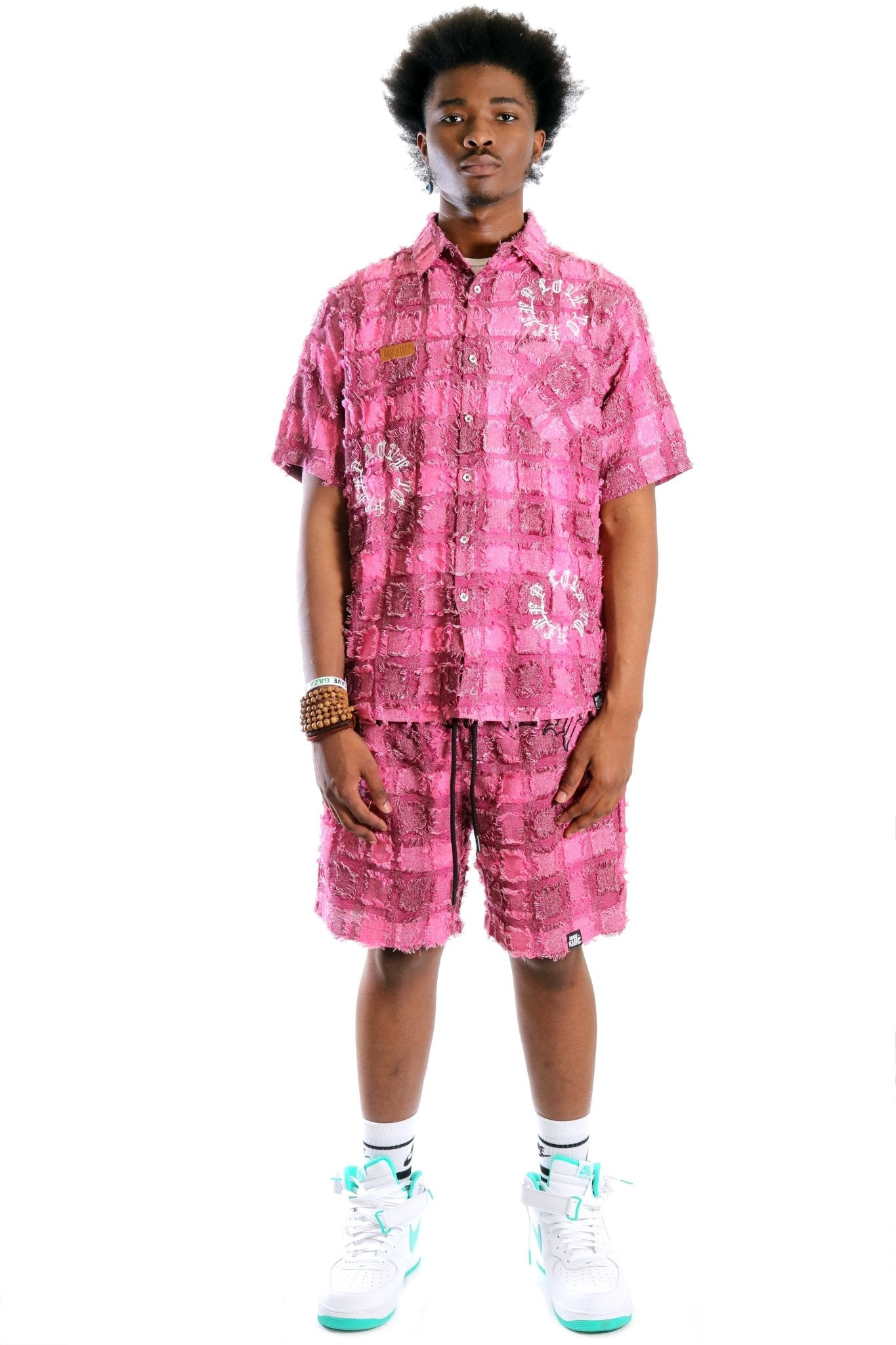 Trek Men's ripped & repaired coordinate short set