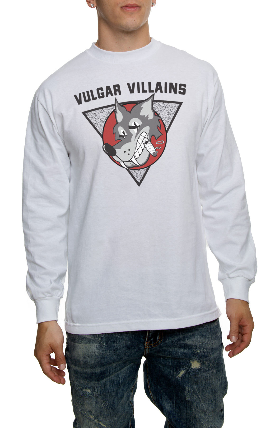 The Wolf Pack Long Sleeve Tee in White