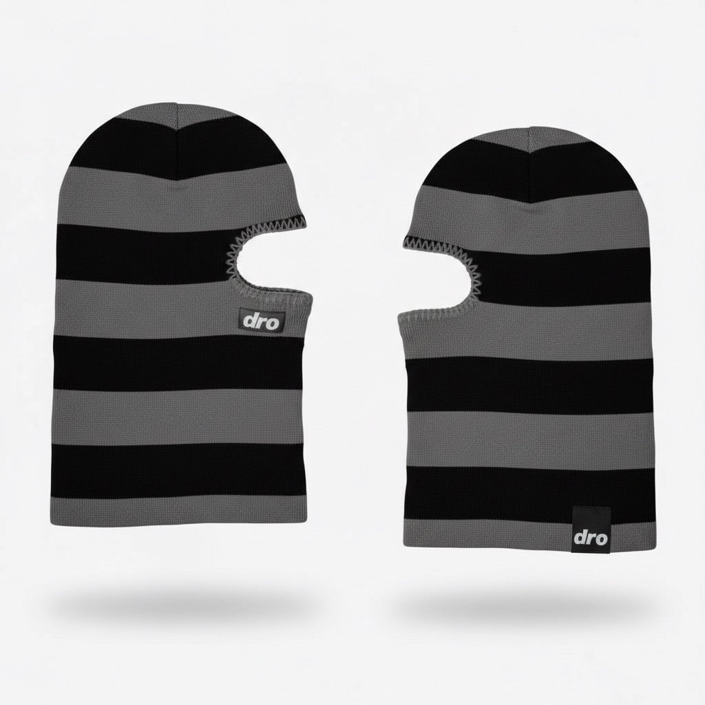 Knit Balaclava - Black and Grey Stripes
