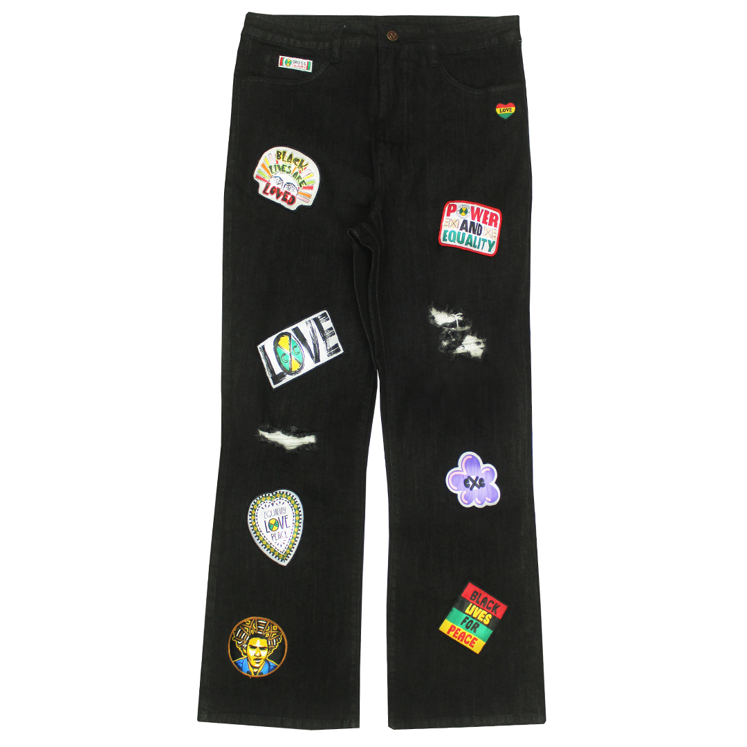 Cross Colours Empowerment Patches Relaxed Fit Jeans - Black