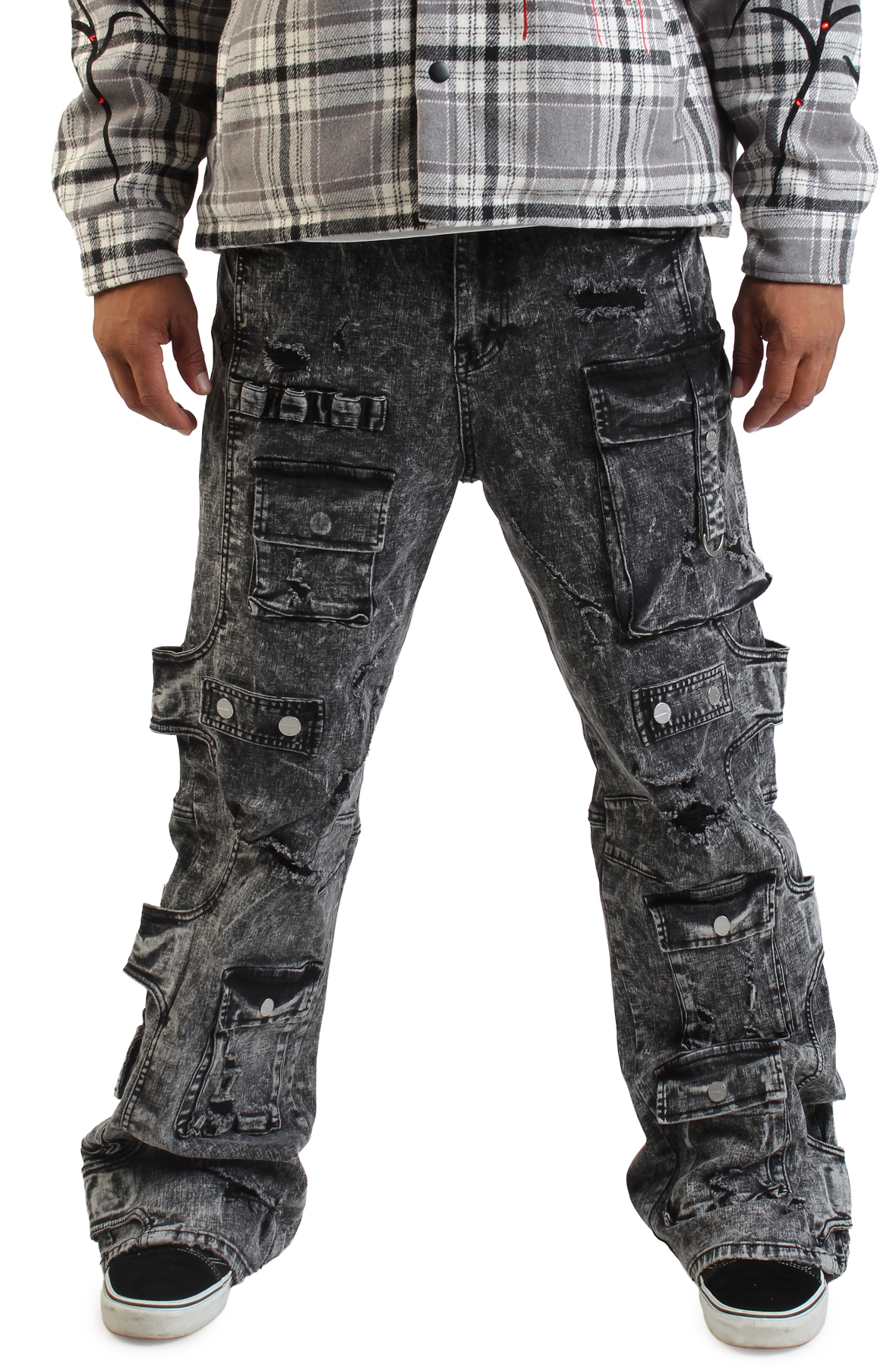 Washed Multi Cargo Denim Y2K Pants