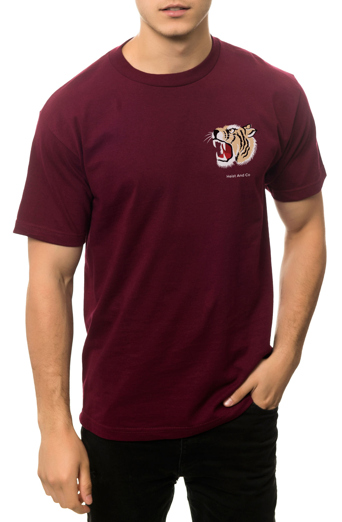 The Tiger Head Tee in Burgundy