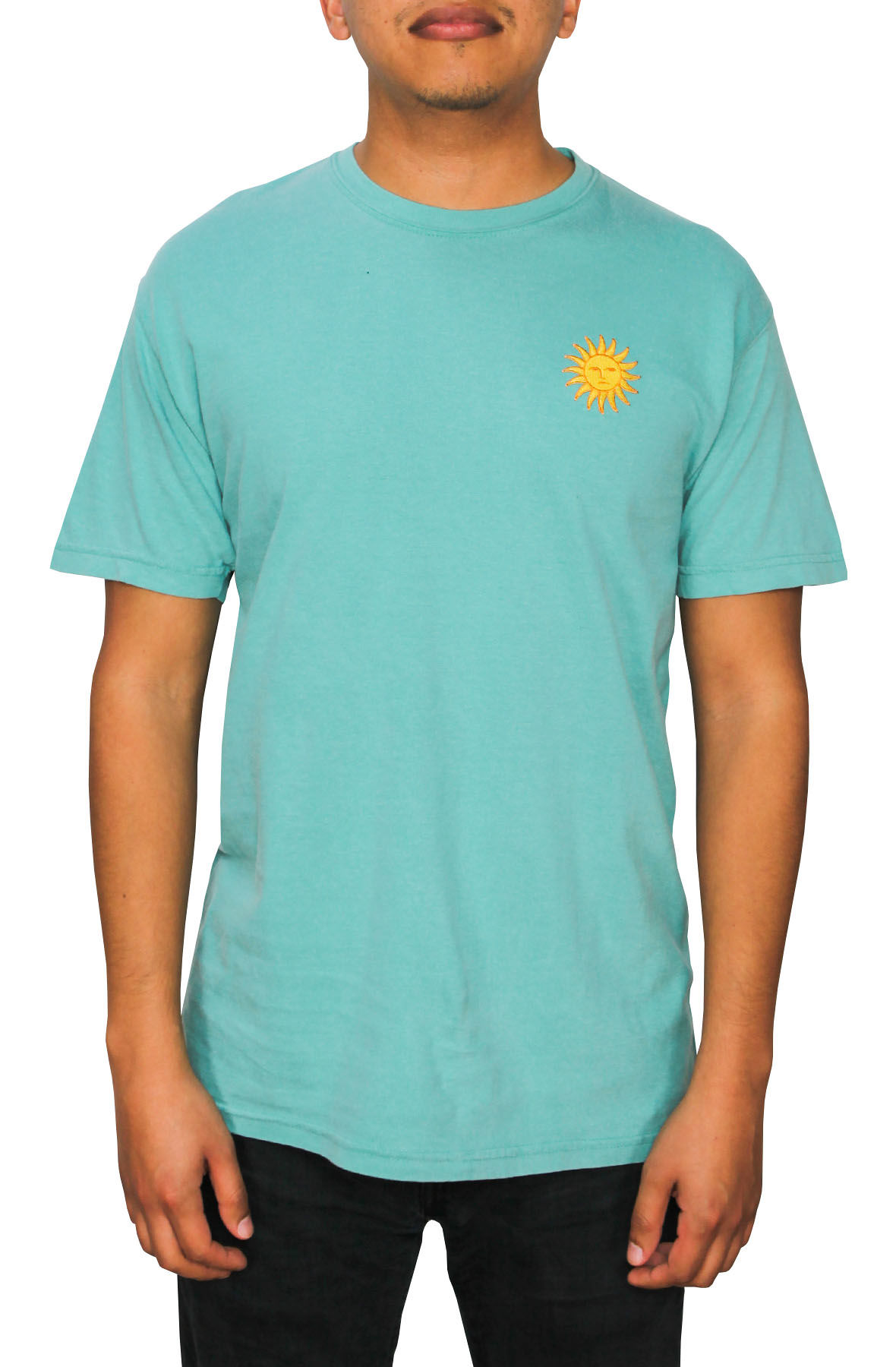 Riot Society Comfort Colors Sun Embroidered Seafoam T Shirt