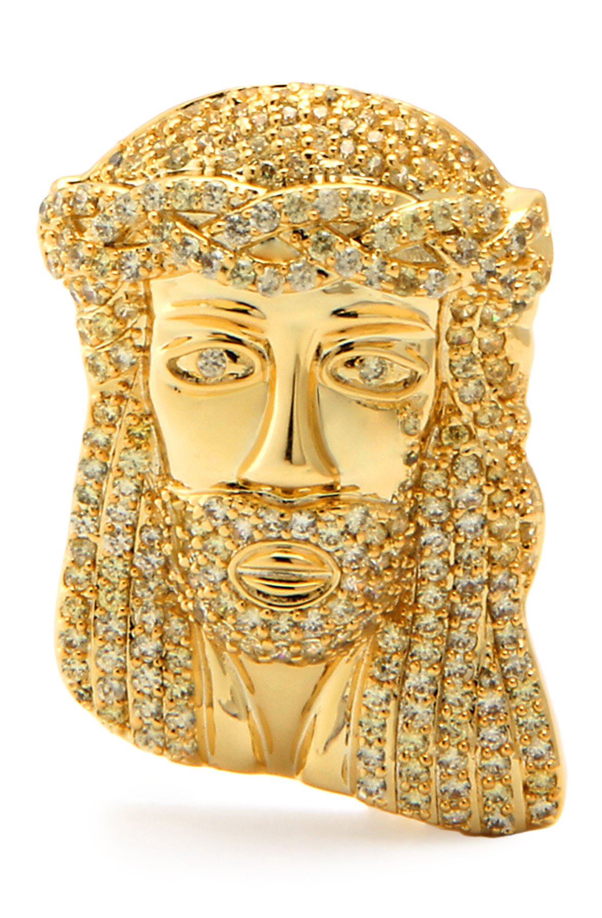 The King Ice 14k Gold Cz Jesus Pin In Gold