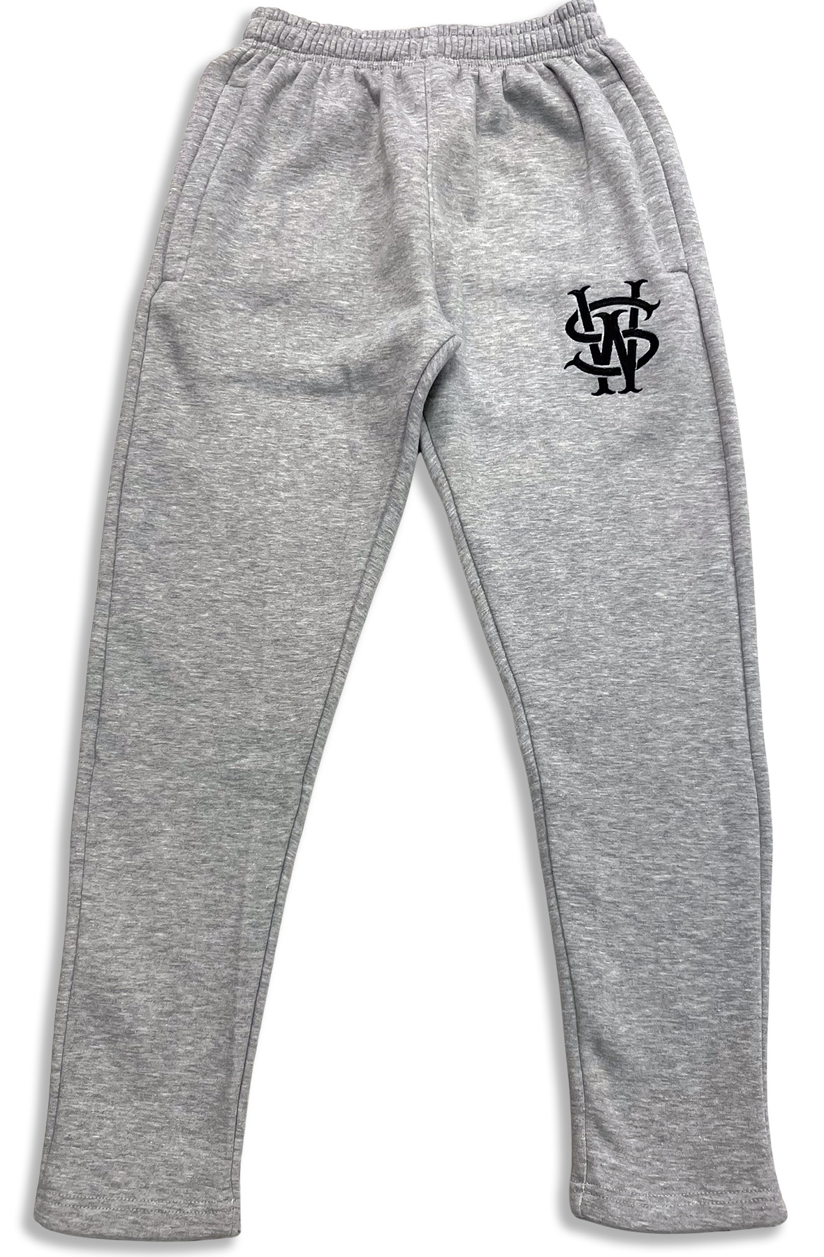 Stay Winning Grey Open End Embroidered Sweats