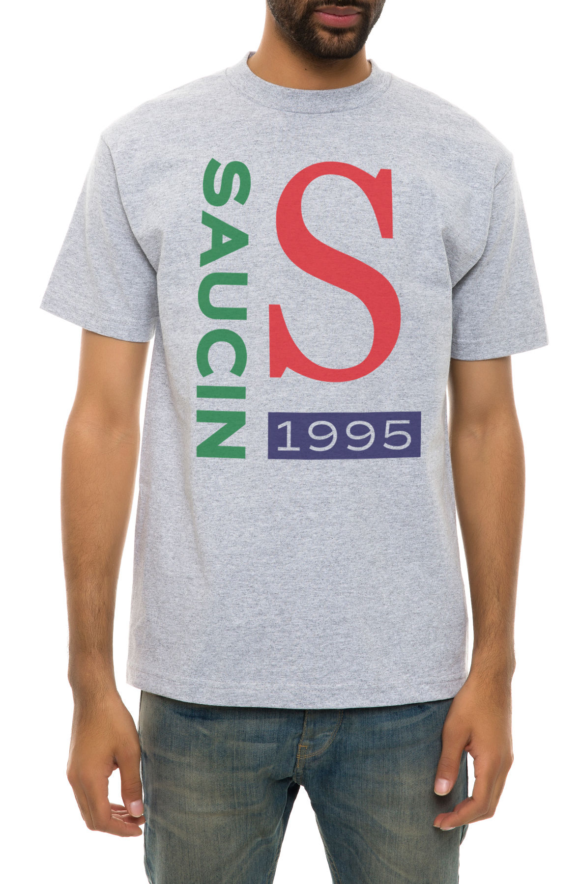 The Saucin 1995 Tee in Heather Grey