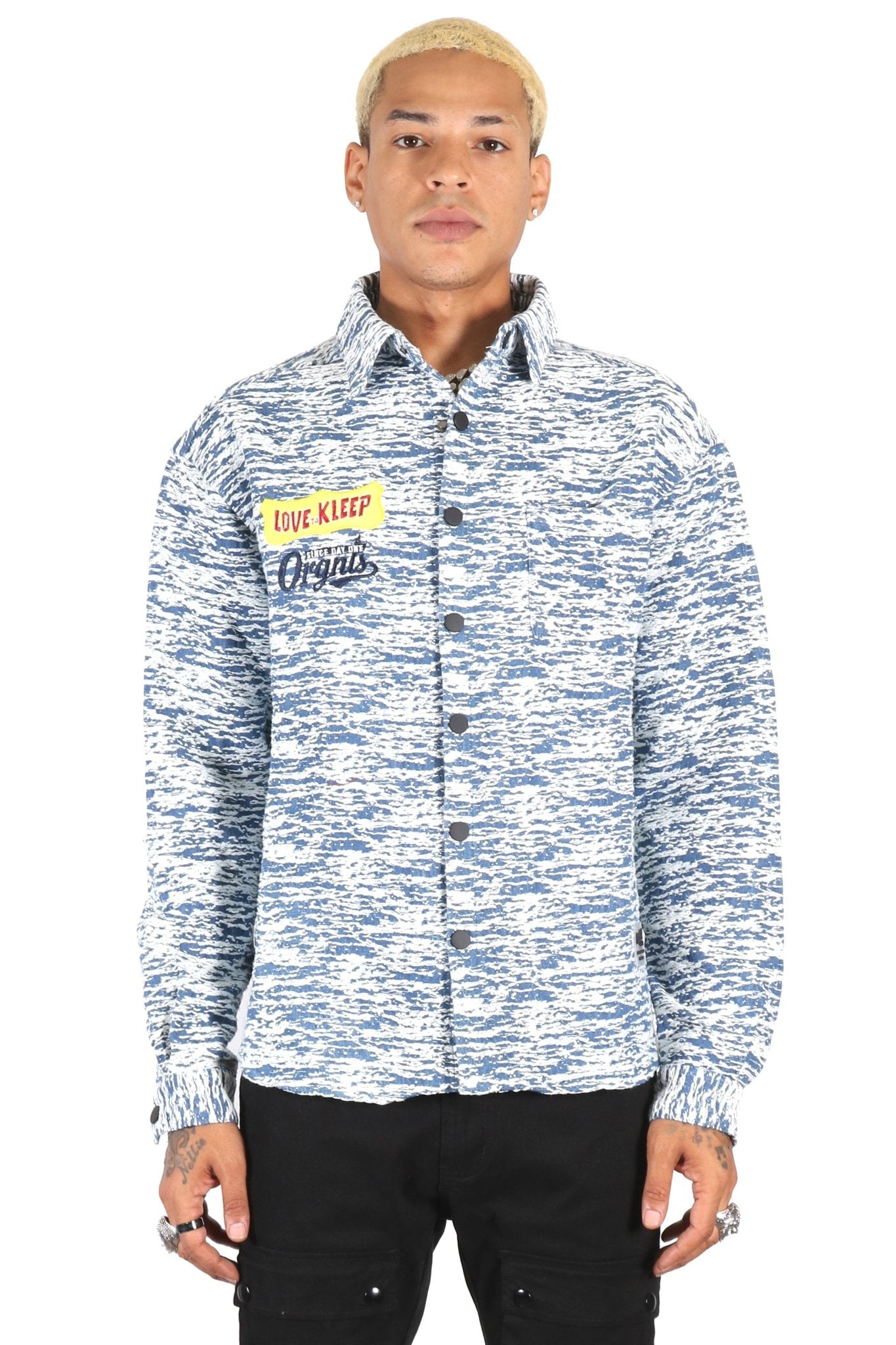 ROX Men's mixed jacquard texture shirt