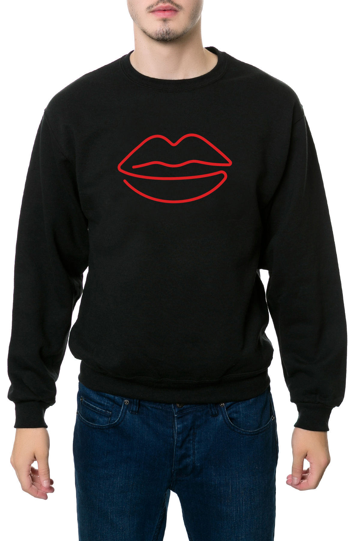 The Lips Crewneck Sweatshirt in Black