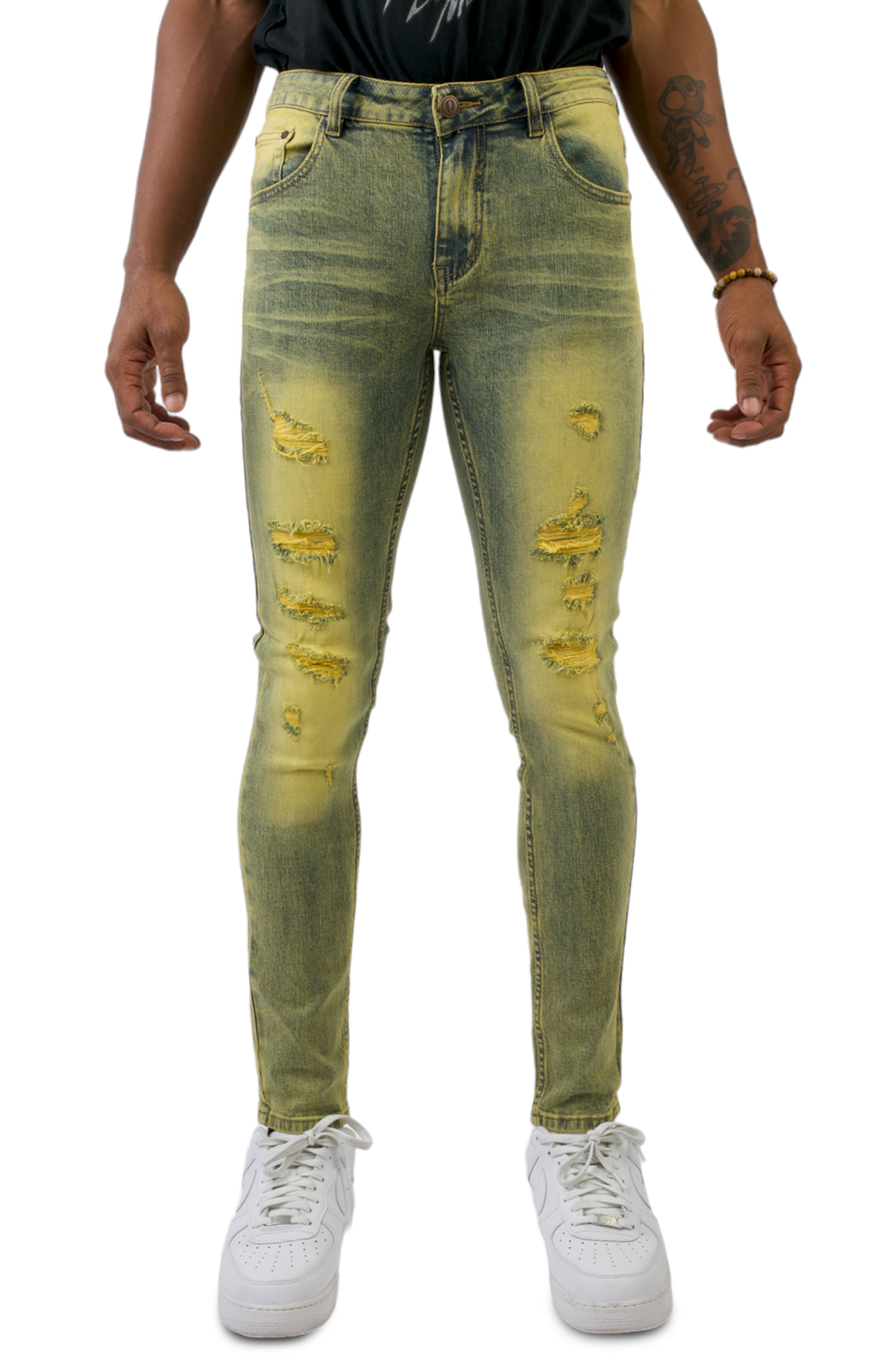 QUALIFIED DENIM Distressed Skinny Jean QDL-540730GRN - Karmaloop