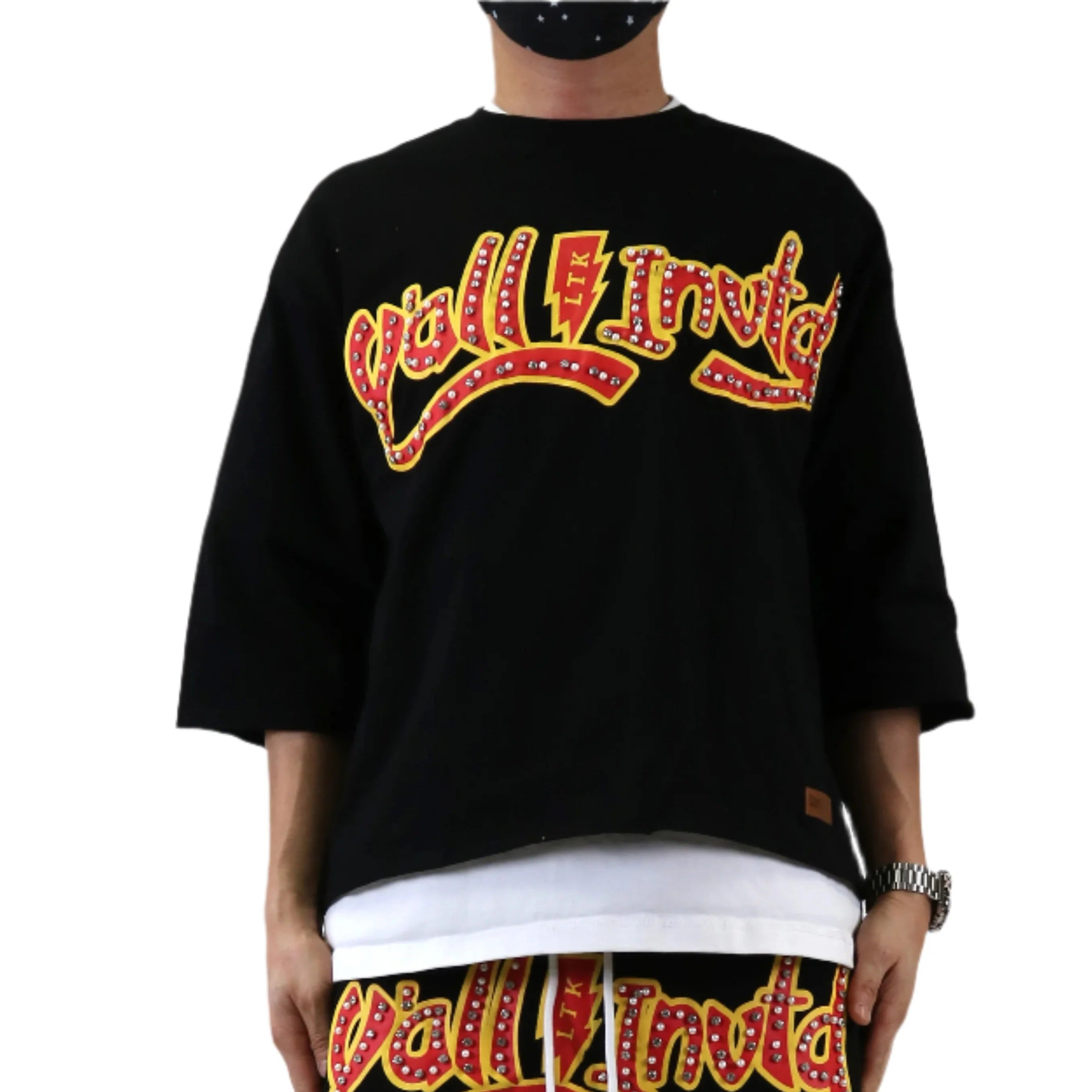 CURTIS SN/ Jersey 3/4 Sleeve Crop Top Tee