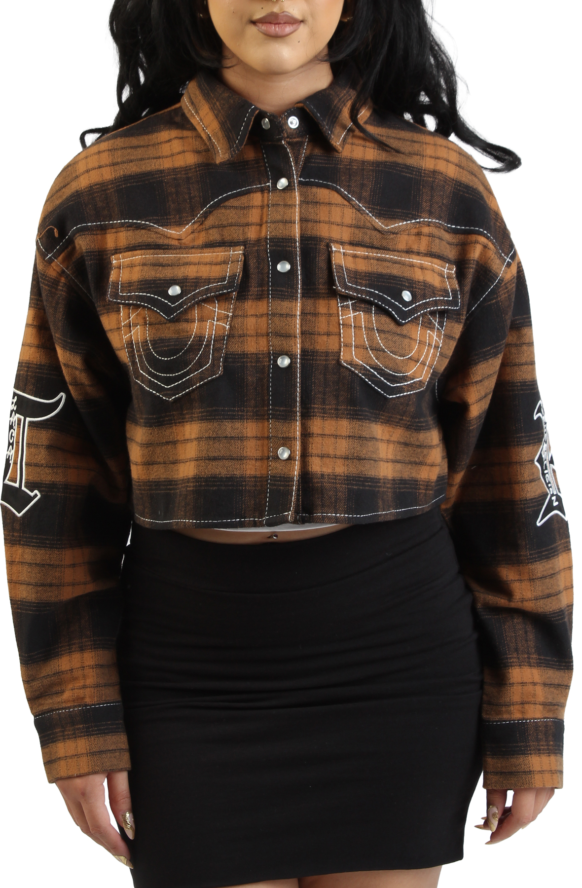 Big T Cropped Flannel Shacket