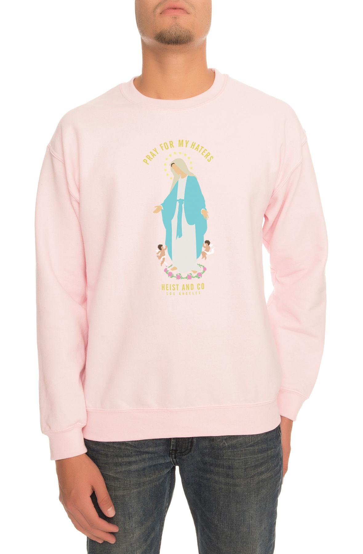 The Pray for My Haters 2 Crewneck Sweatshirt in Light Pink