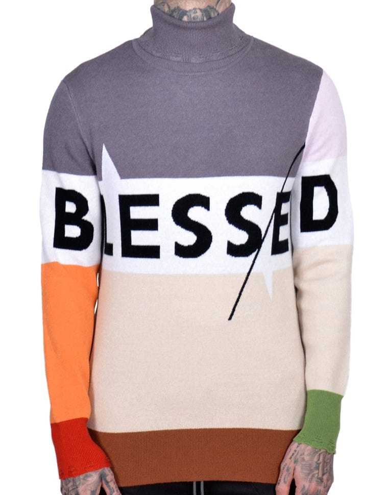 Blessed Knit Distressed Tips Turtleneck