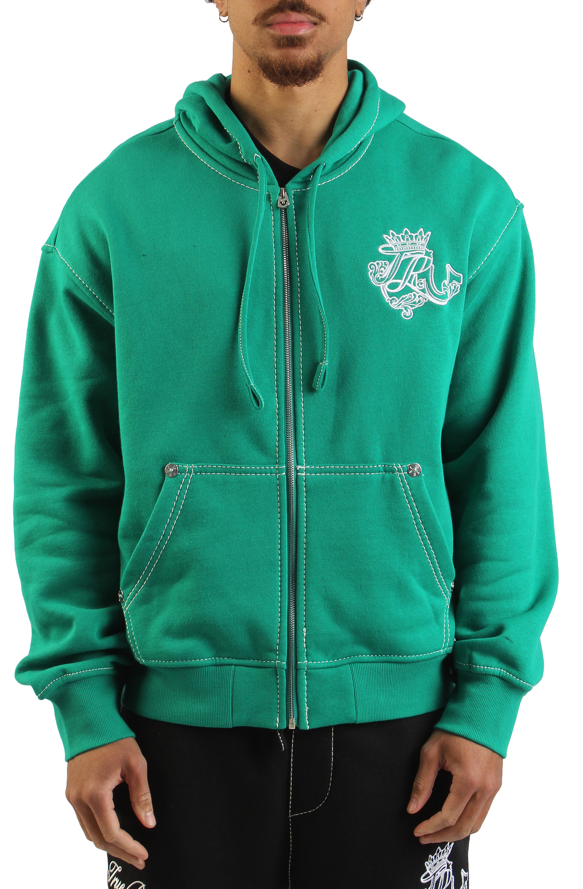 Logo Crest Big T Boxy Zip-Up Hoodie