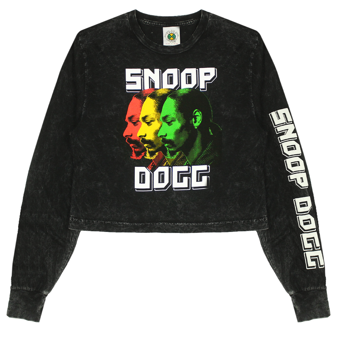 CROSS COLOURS Snoop Dogg Transparent Crop LS T Shirt - Mineral