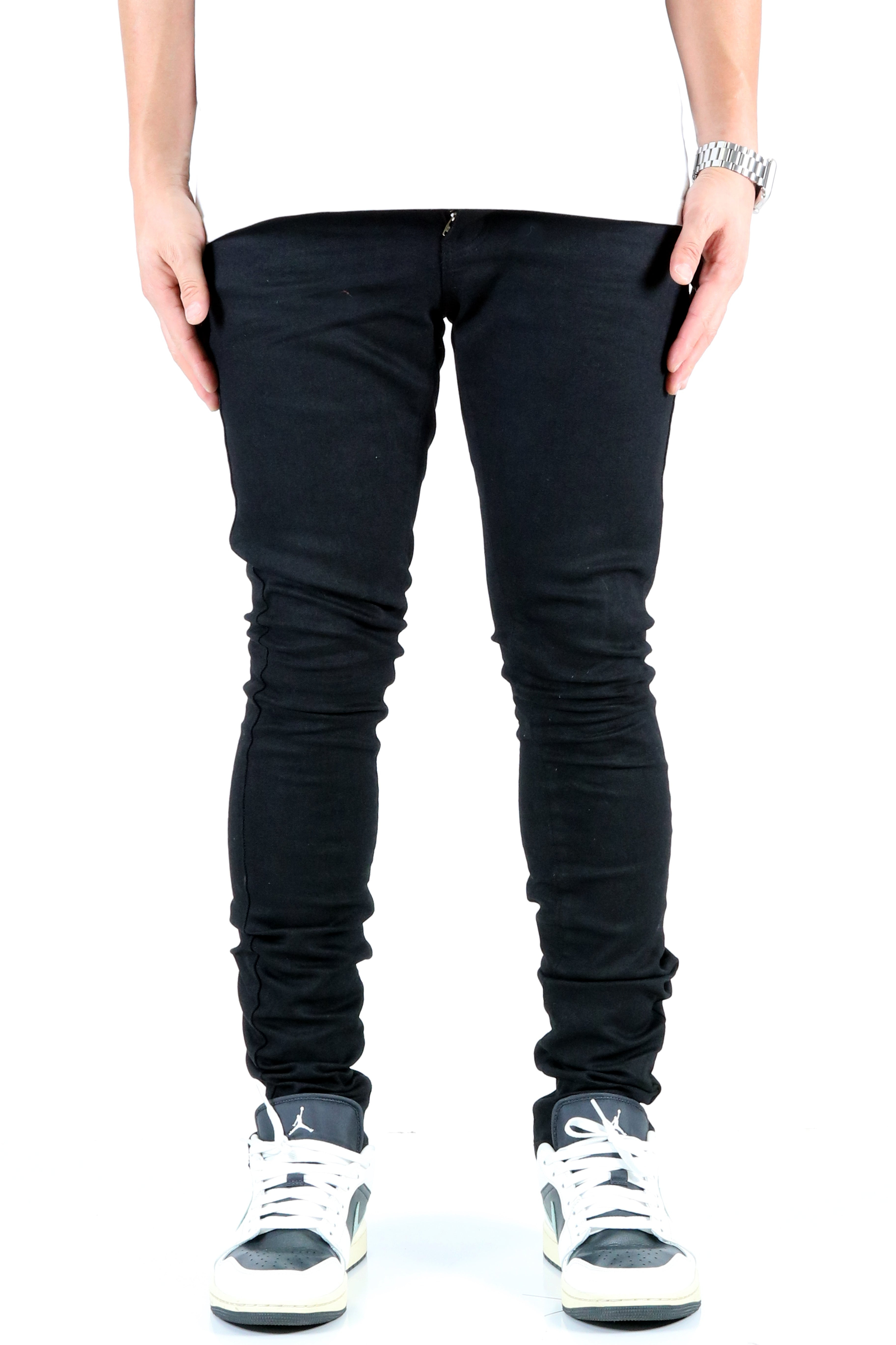 ALAN Men's Premium Wax Coated Skinny Denim Pants