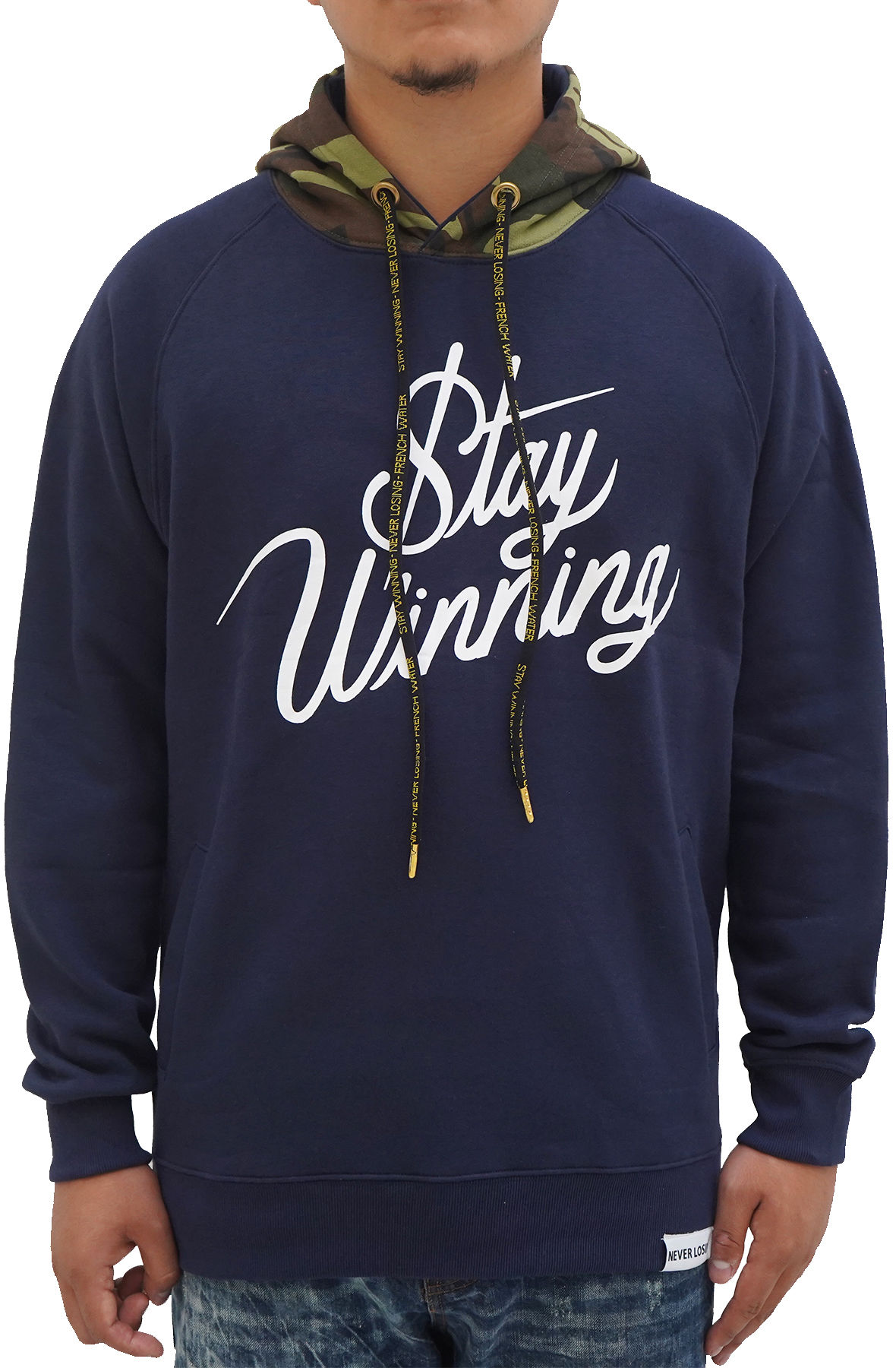 Stay Winning Original Script Navy Camo Hoodie