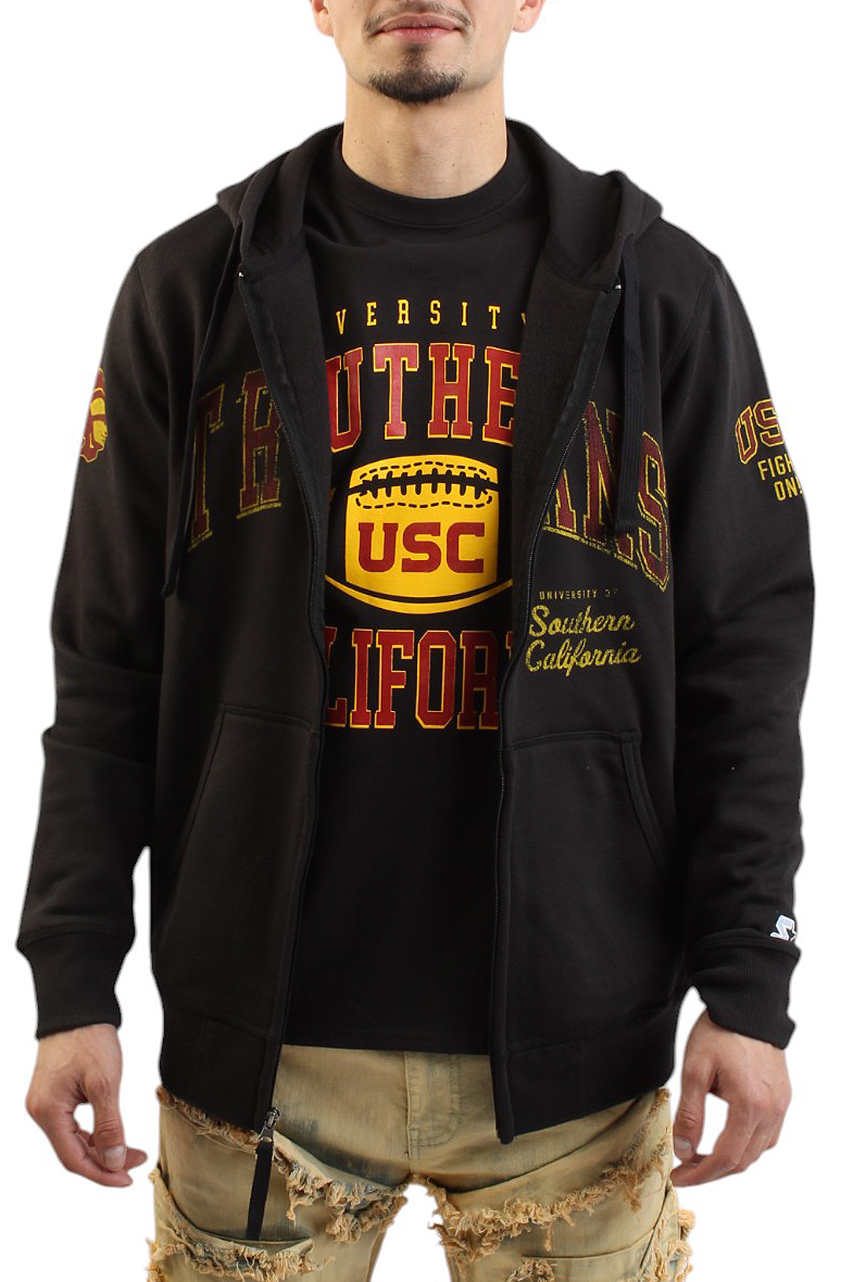 USC Zip Hood - Blk/Red/Y