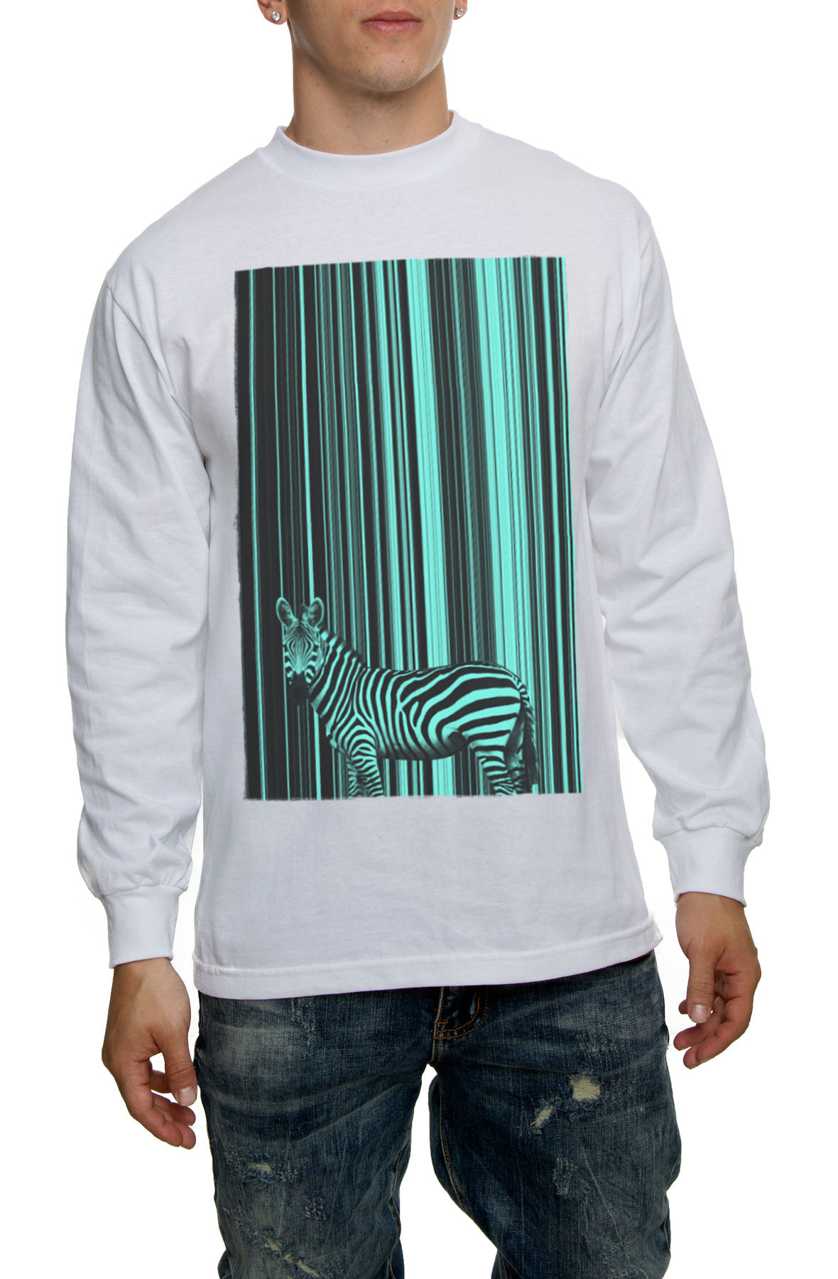 The Zebra Stripes Long Sleeve Tee in White