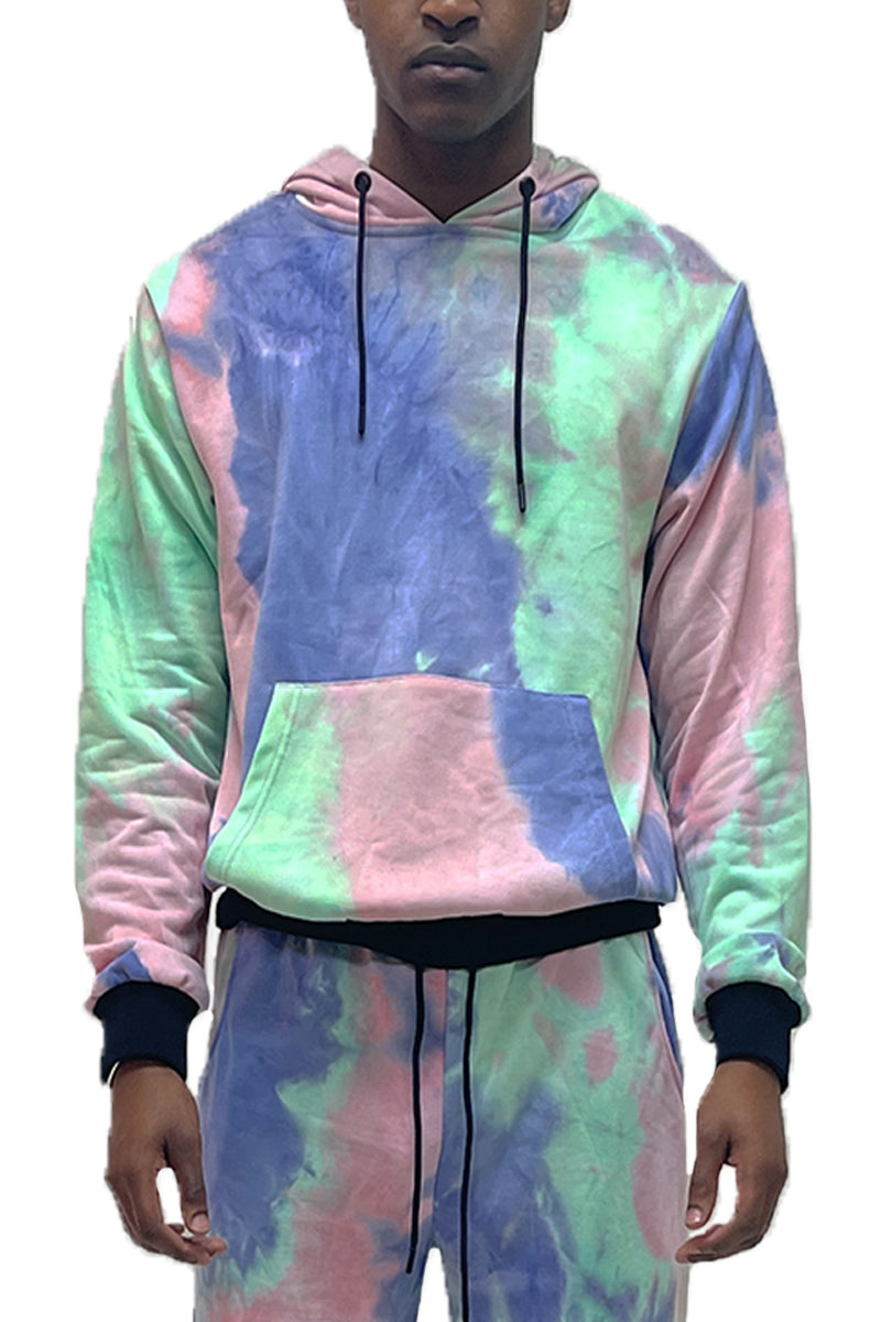 Lime Green and Purple Tye Dye Hoodie