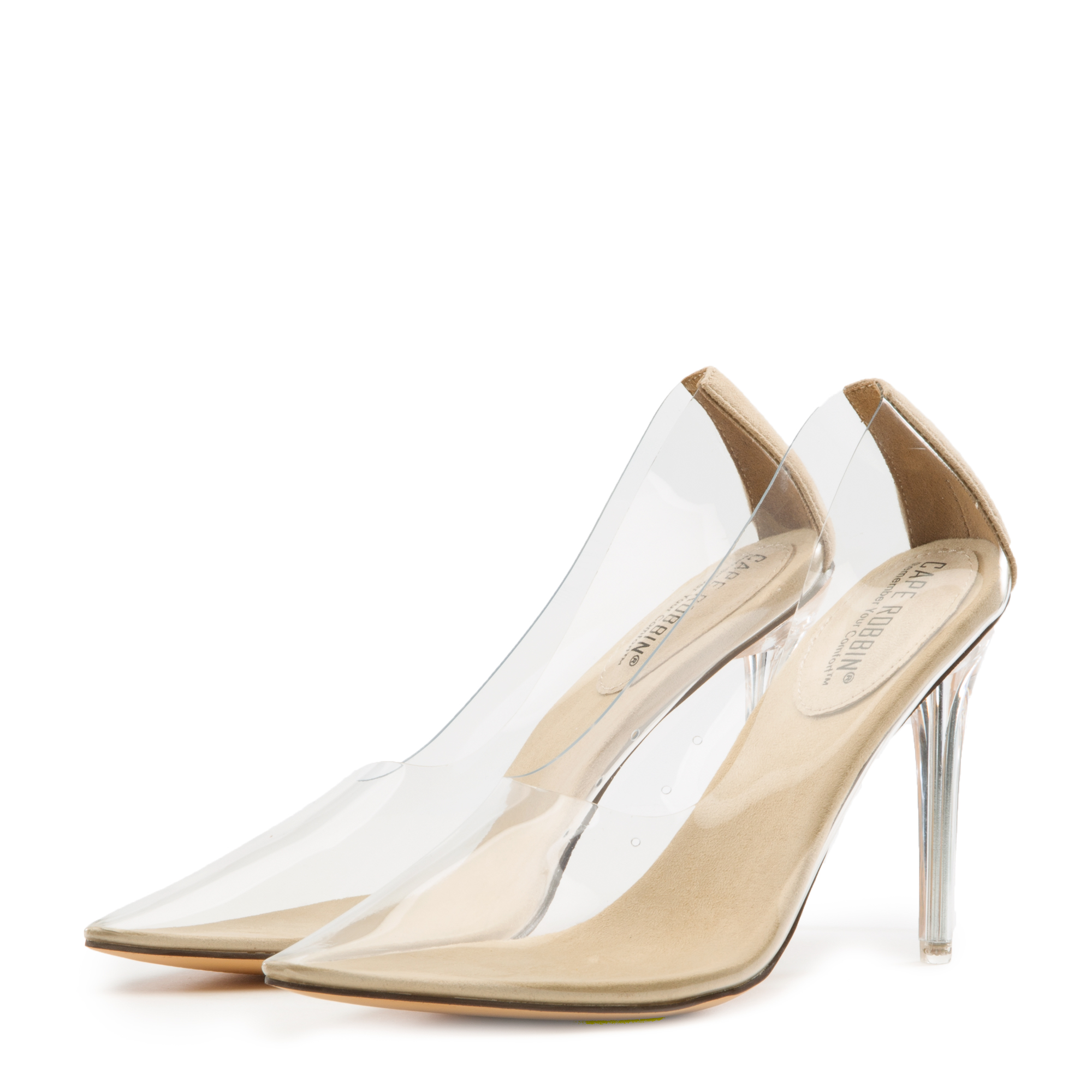 CAPE ROBBIN Clear Glass Doll Pointed Toe High Heels GLASS DOLL NUD PLNDR